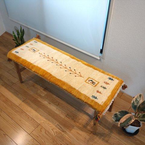 目玉品２５％OFF】ペルシャ　ギャッベ　ミニランナー　117x45cm　アイボリー　生命の木　RJ11631G