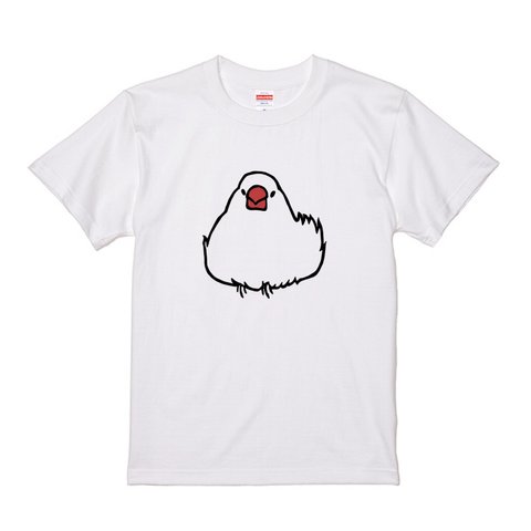 文鳥Tシャツ  「おだんご文鳥」白文鳥 【受注生産】