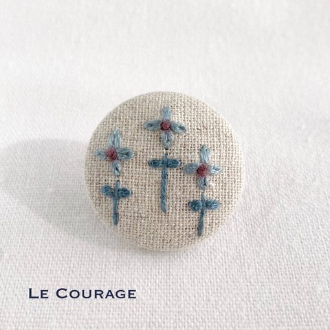 【mini】3本の花の刺繍ブローチ①