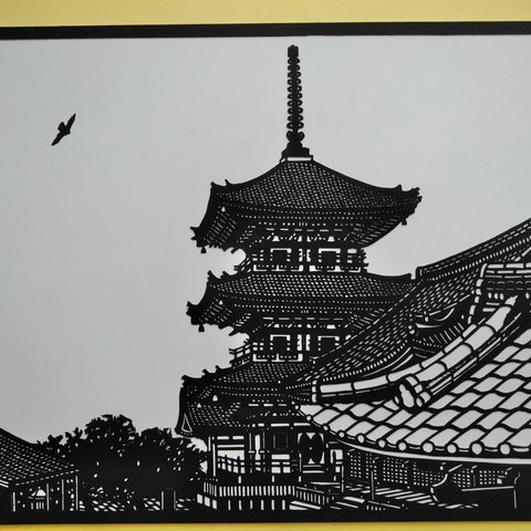 切り絵　＊「  清水寺　黄昏  （ 京都市 ）」