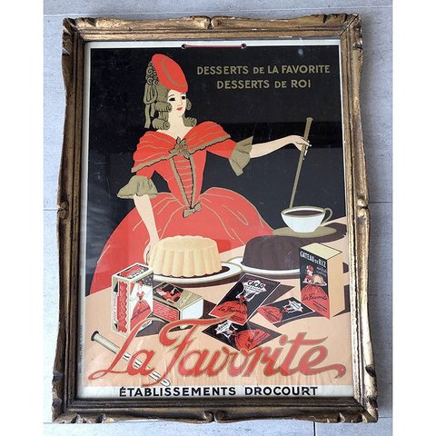 ヴィンテージお菓子メーカーのポスター La Favorite（木製額入り） 11OTl38