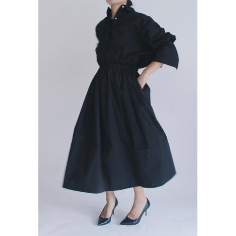 ◆選べるスカート丈 ギャザーボリュームスカート【Gather volume skirt】Black