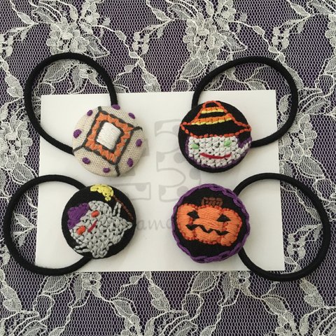 〈1個〉刺繍 ヘアゴム【ハロウィン】