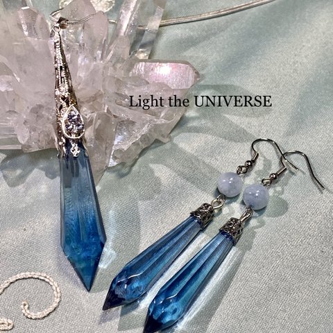 《セットご購入特典1,000円OFF》【宝石の夢シリーズ☆ブルートパーズ】　ペンダントトップ＋ピアス（イヤリング変更可）