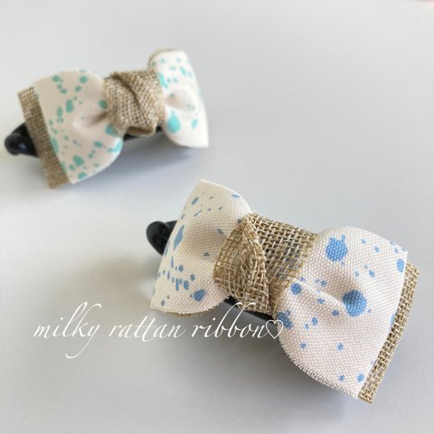 送料無料★バナナクリップ アーチ型【milky hemp ribbon♡】