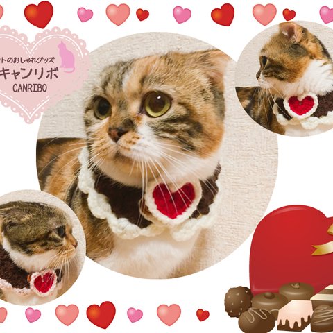 猫 首輪 つけ襟 首輪 💓 ハート バレンタイン