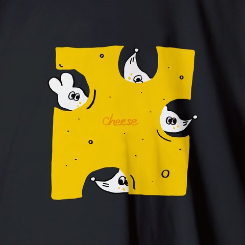 「チーズ」4匹ネズミTシャツ009