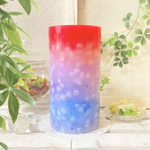 Φ10.3cm×H20cm ペタルキャンドル (レッド) № 000731 /Gradation Candle