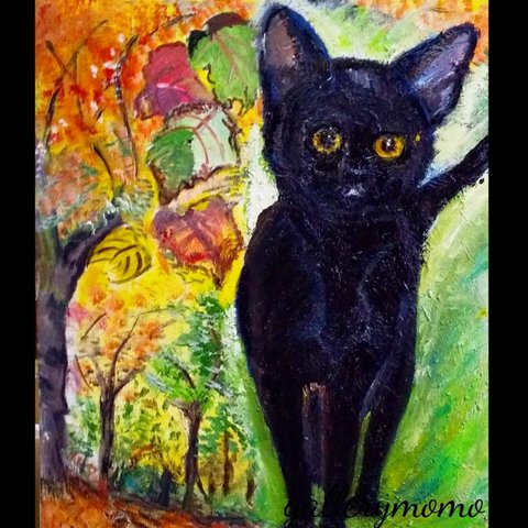 黒猫       油絵  猫  原画  ネコ  絵画  ねこ  アート  oilpainting