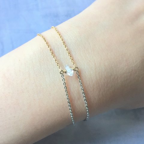 Draumur bracelet：ハーキマーダイヤモンド　チェーンバイカラー　ブレスレット