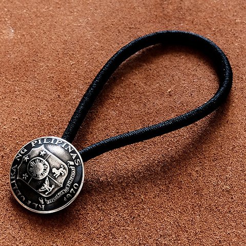 フィリピン 25センタボ （紋章） 21mm コンチョ ヘアゴム ブレスレット ビンテージ 古銭 アンクレット メンズ レディース ヘアアクセ 硬貨