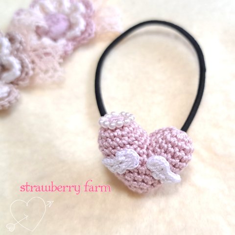 [受注製作]ハート💝のヘアゴム＊天使ver.