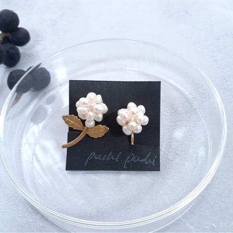 pearl＆vintage flower earrings
