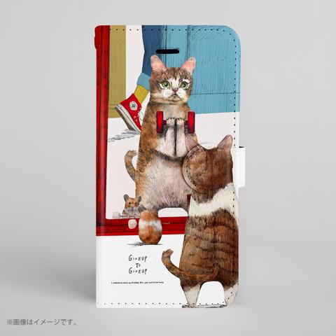 「トレーニングするネコ」Original手帳型iPhoneケース