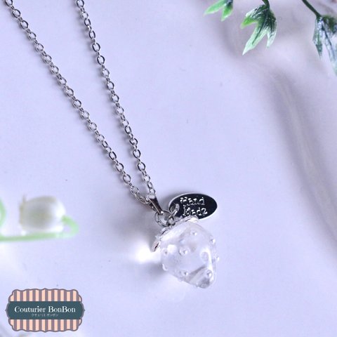 小粒いちごネックレス♡Clear×Silver