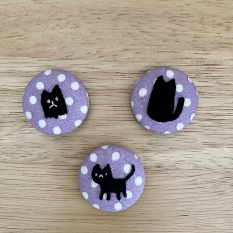 ⌘黒ネコちゃん刺繍マグネット⌘