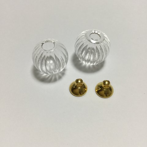 16ｍｍかぼちゃガラス２個セット 金具選べます。