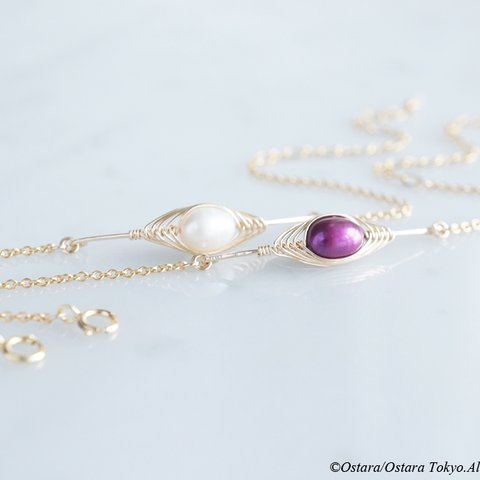 【Tsubomi】14KGF Bracelet-White Pearl-