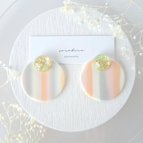 ★b再販！　"ストライプで遊ぶAccessories…"　春　初夏　パステル　ピアス／イヤリングe