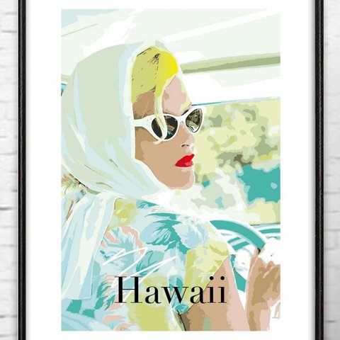 HAWAII　クルマ　ポスター   A4   アート　アートポスター　（アート　seiで検索）　708
