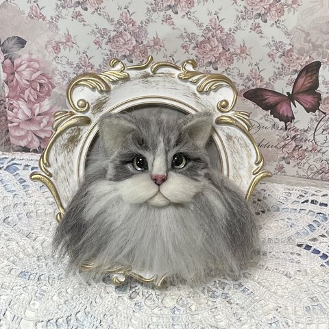 羊毛フェルト　猫スタンド