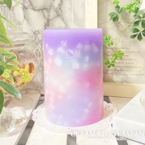 Φ10.3cm×H15cm ペタルキャンドル (ウィステリア) № 000732 /Gradation Candle