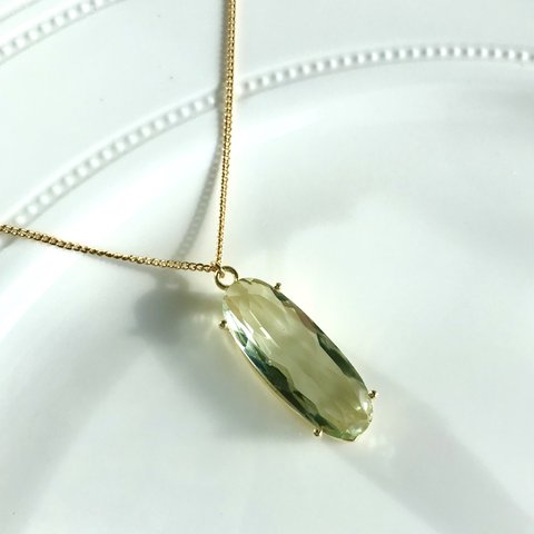 一点物！大きな美しい宝石質AAAグリーンアメジストのネックレス  