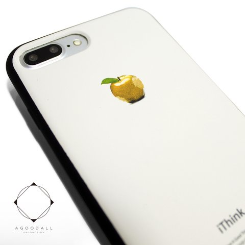 iphone7plusケース/iphone8plusケース（5.5インチ用）軽量レザーケースiphone7plusカバー（ホワイト×ブラック）apple　アップル 黄金のリンゴ iphoneケース