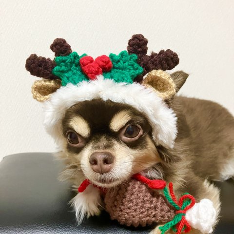 犬用＆猫用 サンタさんトナカイ帽子🦌🎅💖 クリスマス サンタ クリスマス変身グッズ
