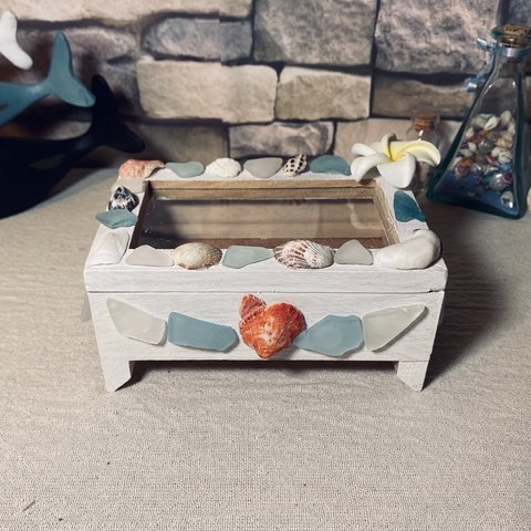 貝殻とシーグラスのジュエリーボックス
