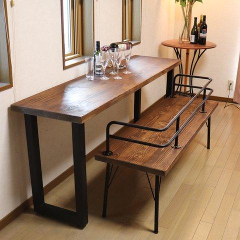 受注製作品　w1200 アイアンベンチ カフェ  テレワーク 在宅勤務 カフェ カウンターテーブル ローテーブル