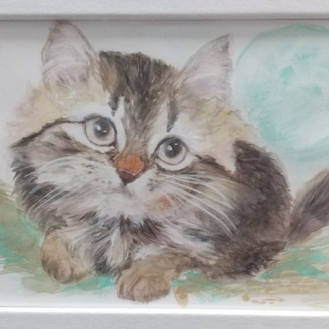 水彩画 原画 猫の絵