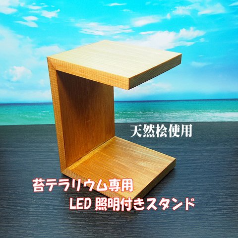 LED照明付き檜スタンド（苔テラリウム専用）メイプル