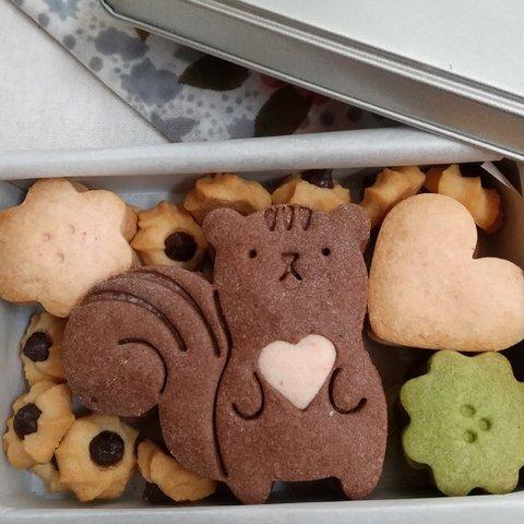 こりすの新春クッキー缶(小・ココア)
