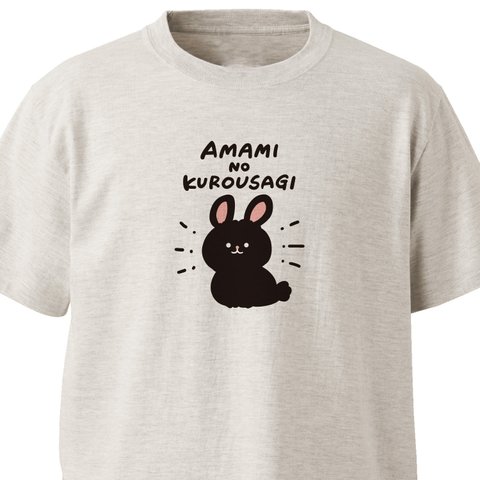【奄美お土産】アマミノクロウサギ【オートミール】ekot Tシャツ <イラスト：タカ（笹川ラメ子）>