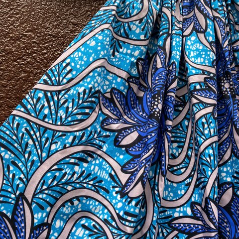 【着丈約79】2wayアフリカンスカート　アフリカ布　アフリカンバティック　一点物　ギャザースカート　大人スカート