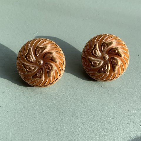 【1コずつ販売】#czech glass#czechbutton#チェコボタン　Pinwheel 18㍉ beige/bronze