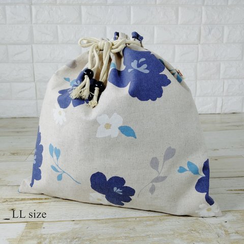 【Bloom/Blue/LLサイズ`】｜花結び編みバッグLL用のインナー袋