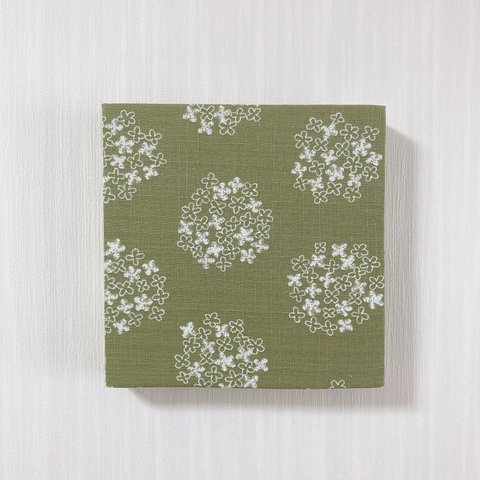 【m】北欧サークル刺繍柄のファブリックパネル*モスグリーン*