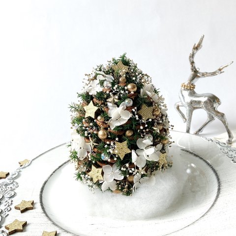 松ぼっくりの星降るクリスマスツリー WhiteGold2022