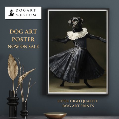 【ファッションショー - ラブラドールレトリバー犬 No.1】A2アートポスター 犬の絵 犬の絵画 犬のイラスト