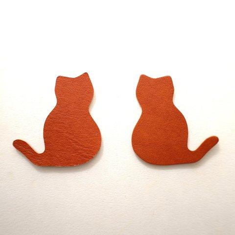 【レザーパーツ】猫・ネコ・尻尾（左と右セット）高さ５㎝・１０枚セット　牛革　ウォームブラウン　～定形外郵便（送料無料）～