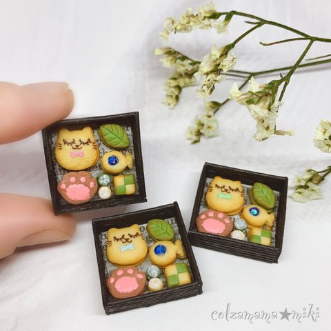 ミニチュアクッキー　ねこ　抹茶　クッキー缶　ミニチュアスイーツ　ミニチュアフード　miniature  Cookie