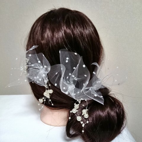 ヘアアクセサリー  パールシャワー