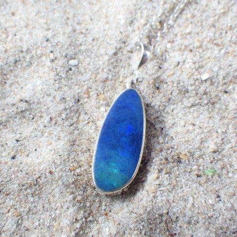 Grand Blue Opal Necklace *sv925*