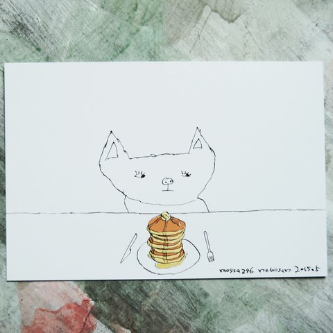 「ホットケーキとねこさん」ポストカード