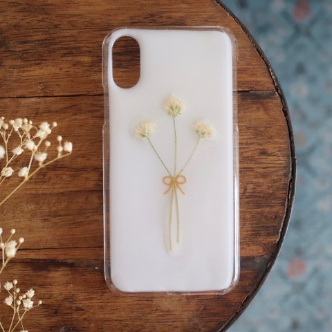 milkybase  かすみ草ブーケ押し花iPhoneケース/押し花ケース