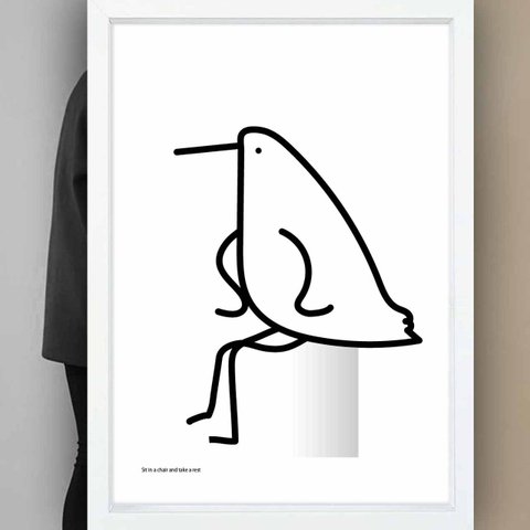 座る鳥　イラスト　ポスター　A4 A3 A2 A1　アートポスター　アート　全作オリジナル　seiで検索新着順　2318