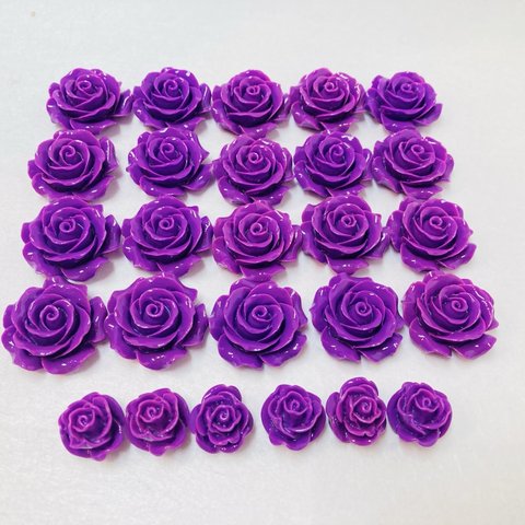 大きな薔薇が人気(^.^)紫のバラパーツ (大)20点セット (小薔薇)6Pおまけ付き
