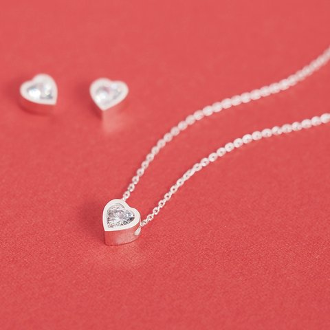 Heart set) ハート ネックレス ピアス セット シルバー925